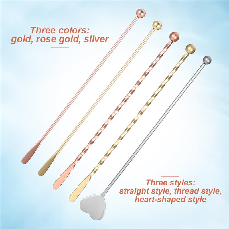Stirrers Sticks 304 Stainless Steel Stirring Rod Gold-Plated Coffee Milk Tea Beverage Stirrers Stir Cocktail Drink Swizzle Stick