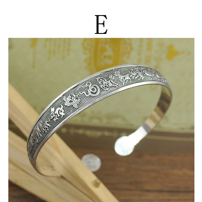 Top Charm Bracelets Tibetan Tibet Plated Bracelets Charming Round Metal Cuff Bangles Women Jewelry: Imitation Rhodium Plated