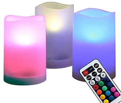 3pcs Flameless LED Candles Remote Control Battery Powered 7 Colors Night Lights Lamp Birthday Xmas Party Home Decor