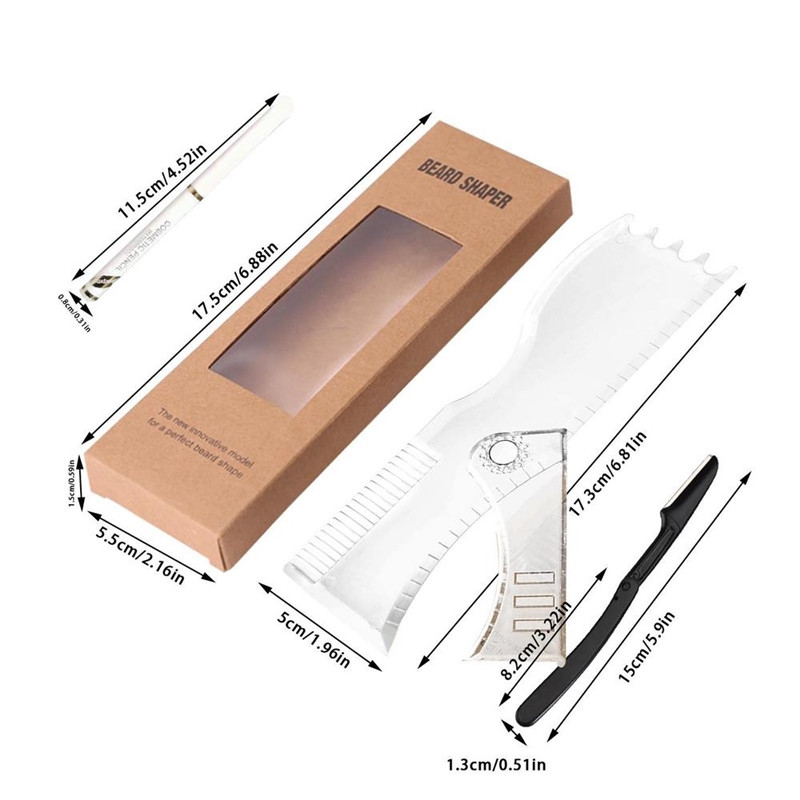 Baard Shaper Kit - Compleet vorm- en stylingtool - Verstelbare shaper, scheermessen, kapperspotlood - Baardstencil Gidssjabloon