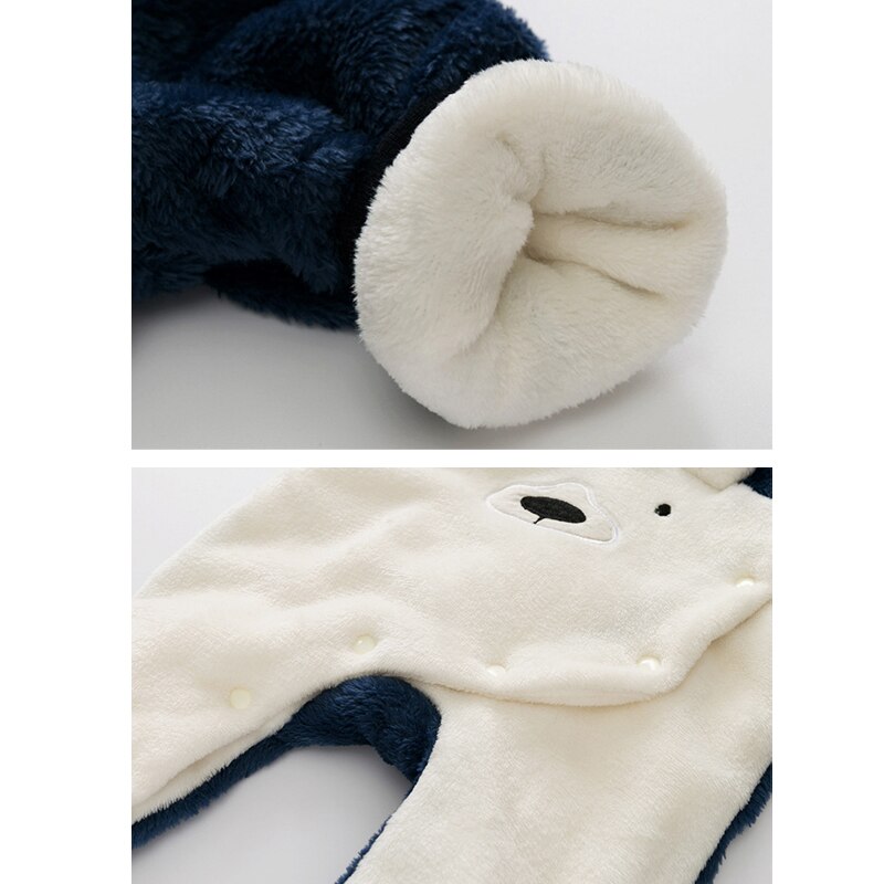 Iyeal Winter Baby Jongen Meisje Kleding Beer Hooded Romper Leuke Peuter Baby Warm Uitloper Flanel Kids Kleding