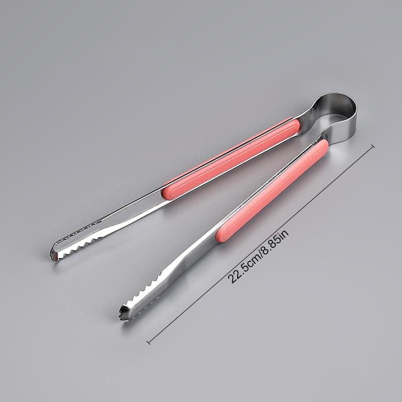 Edelstahl Lebensmittel Zange Kunststoff Griff Grill Zange Brot Zangen für Heimat Küche Kochen Werkzeug Multi-funktion Anti-verbrüHenne Tong: Rosa