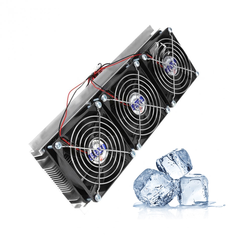 Electron Semiconductor Refrigeration Cooler Triple Fan Thermoelectric Module Kit DIY Peltier Thermoelectric Cooling Unit Device