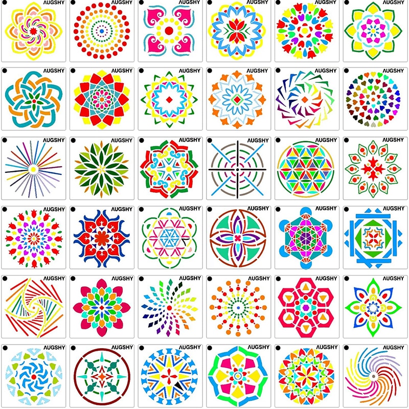 36 Pack Mandala Dot Painting Templates Stencils Perfect for DIY Rock Painting Art Projects 9*9 cm