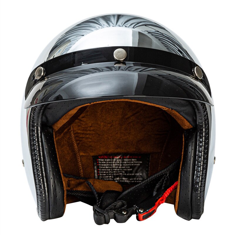 Open Face Motorcycle Helmet Vintage Kask Capacete Chrome Silver Retro Casque Mirror Pilot Jet Moto 3/4 Half Casco