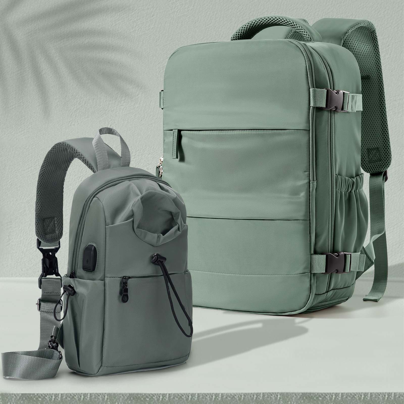 Ryanair Backpack 40x20x25 Cabin Bag Travel Backpack for Men Women Hand Luggage, Anti-Theft Crossbody Bag Chest Sling Backpack: green