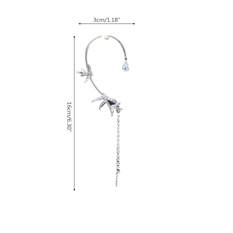 6.29x1.18" Unique Ear Cuffs Clip Handmade Clip-on Earrings for Women Fantasy Fairy Halloween Costume