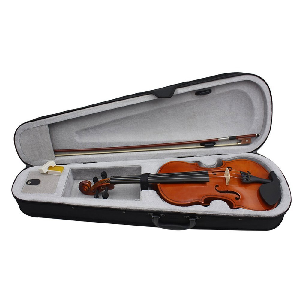 Full Size 4/4 Violin Natural Acoustic Solid Wood Violin Fiddle for Beginner with Case Rosin
