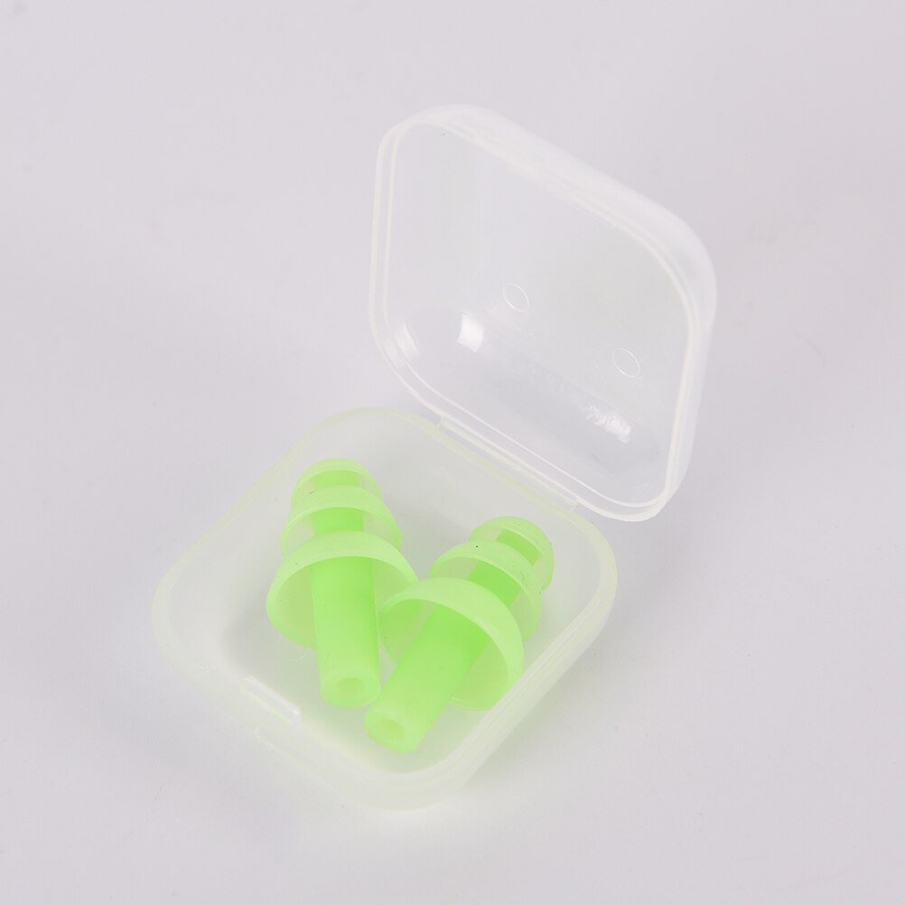 Bløde silikone svømning ørepropper lyd støjreduktion ørepropper med detailboks til svøm søvn snorken svømning tilbehør: Grøn