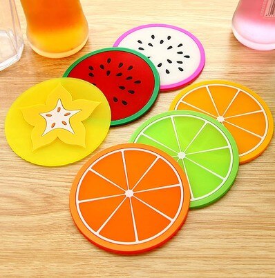 Fruit Shape Cup Coaster Silicone Slip Insulation Pad Cup Mat Drink Holder Mug Stand Home Table Decorations Kitchen Accessory