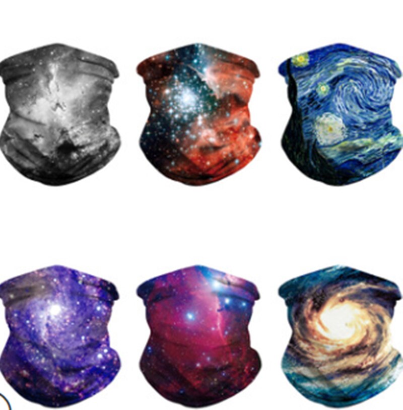 Bandana multidireccional para exteriores para hombre y mujer, bufanda con estampado 3D de cielo estrellado, escalada, senderismo, ciclismo, pesca, protección a prueba de viento para Halloween