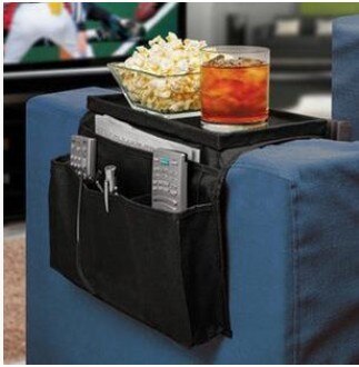 Foldable Sofa Chair Arm Rest 6 Pocket Organiser Couch Remote Control Table Organizer Storage Tray Holder Magazine Rack Caddy Bag