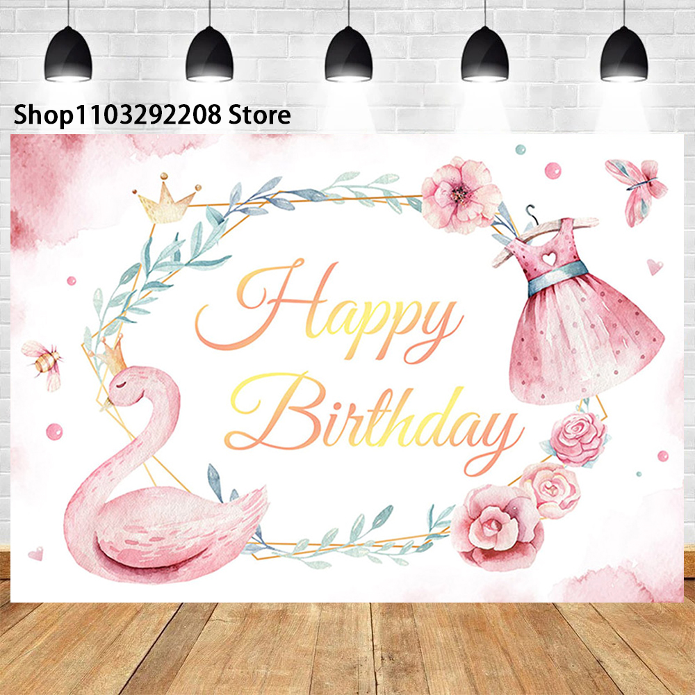 Ballet Dancer Girl Princess Theme Girls Ballerina Baby Shower Photography Backdrop Swan Girls Birthday Party Decoration Banner: XS / light green