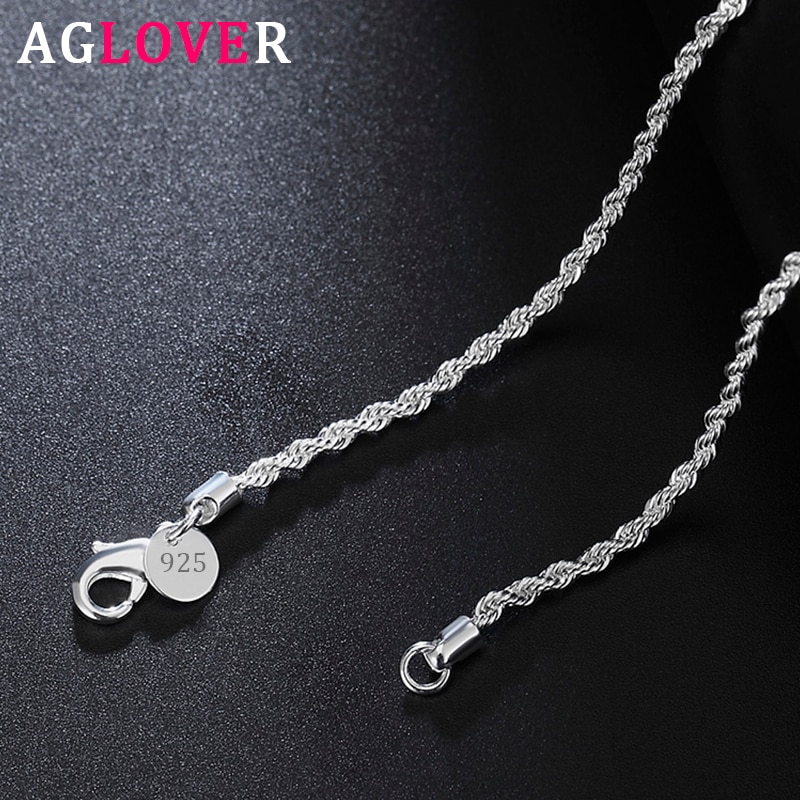 Aglover 925 Sterling Zilver 16/18/20/22/24 Inch Touw Ketting Ketting Voor Vrouw Man Mode Charme verjaardag Bruiloft Sieraden