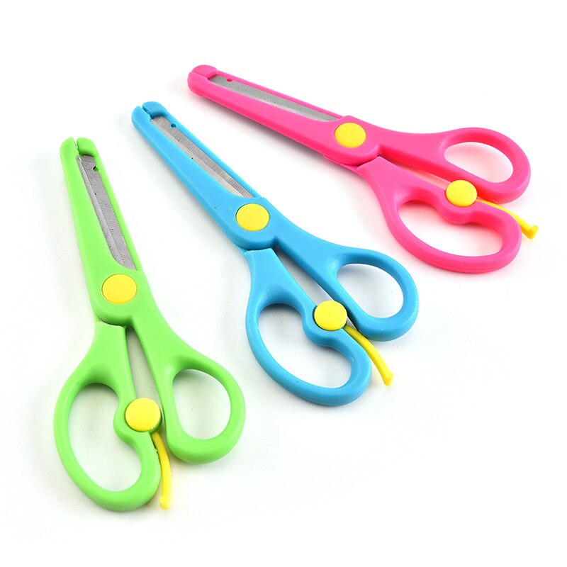 children's elastic labor-saving plastic safety round head scissors student paper cutting