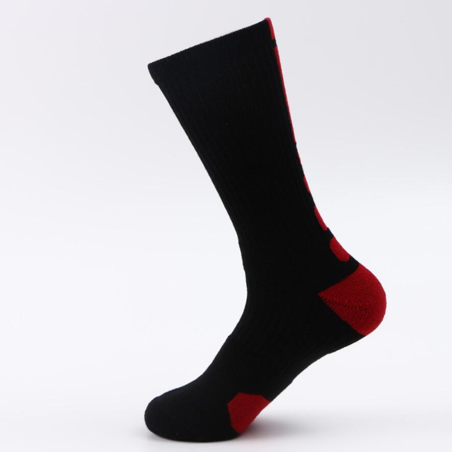 Men Outdoor Sport Cycling Bike Socks Hiking Basketball Football Running Soccer Compression Socks Calcetines Ciclismo Hombre: Black Red