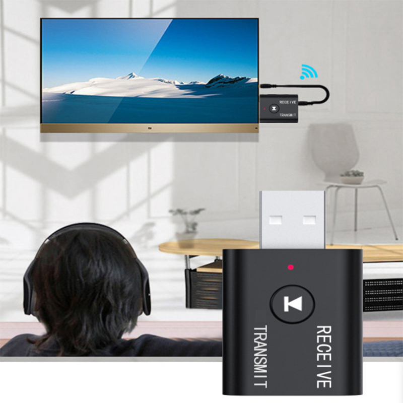 Receptor de áudio sem fio e transmissor, dupla função adaptador, Dongle USB, alto-falante, fone de ouvido, carro, BT5.0