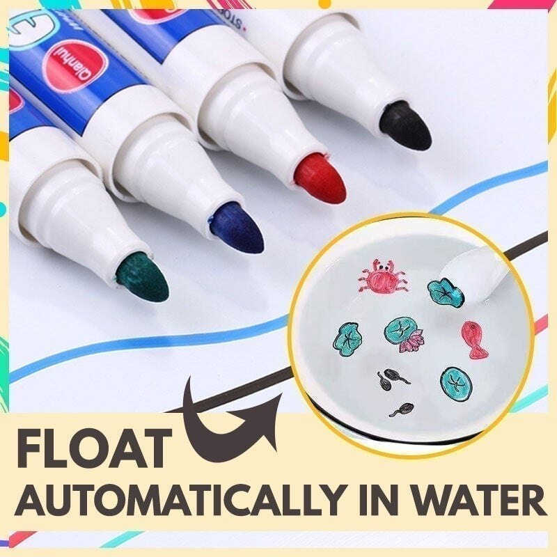 Magic floating pen color water-based erasable whiteboard pen water drawing numbers in water can float color whiteboard pen