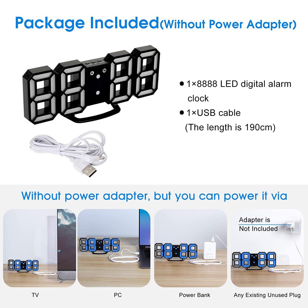 3D LED Digital Alarm Clock Dimmable Snooze Function Home Living Room Night Light living room bedroom dining room nice decoration