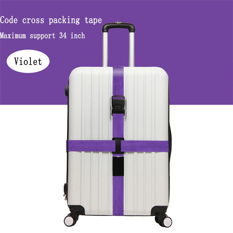 Correa de nailon ajustable para equipaje, accesorio de viaje de 3 dígitos con hebilla de bloqueo de contraseña, correas para equipaje: Violet