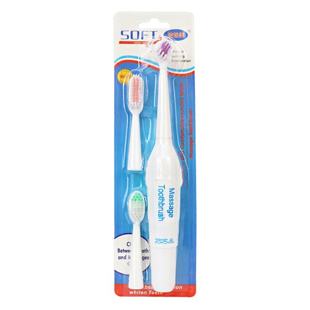 Sonic Electric Toothbrush Waterproof Soft Hair Tooth Brushes Large Button Smart Toothbrush Home Battery Toothbrush: L2 head blue