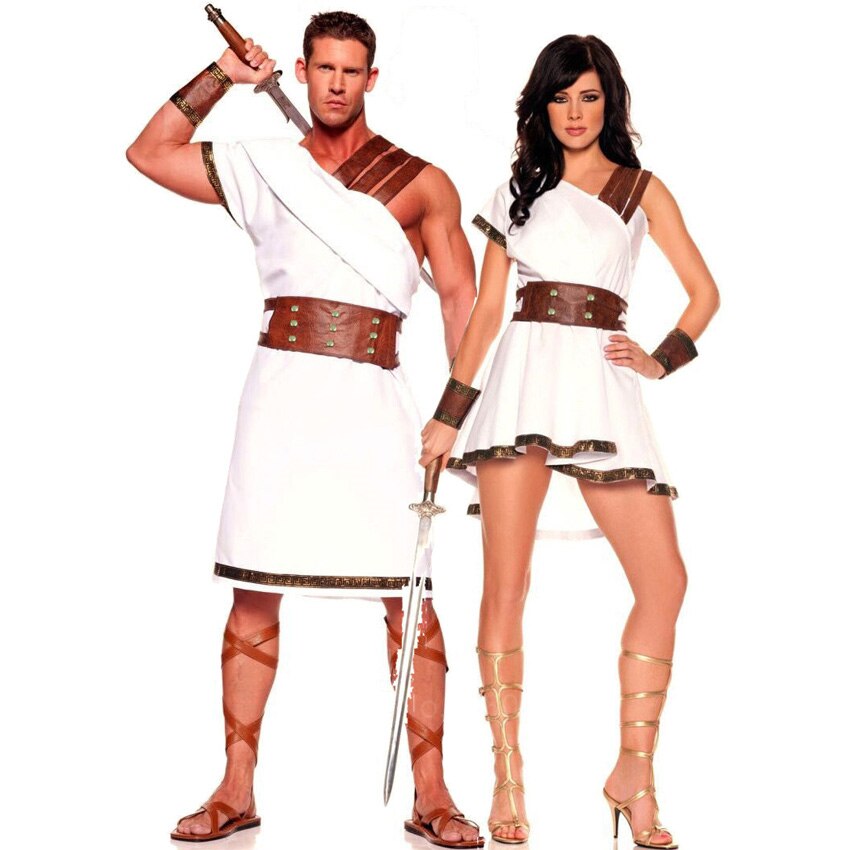 Par halloween cosplay kostumer til kvinder mænd voksen ridder middelalder rollespil grækenland rom kriger mytologi olympus mid alder