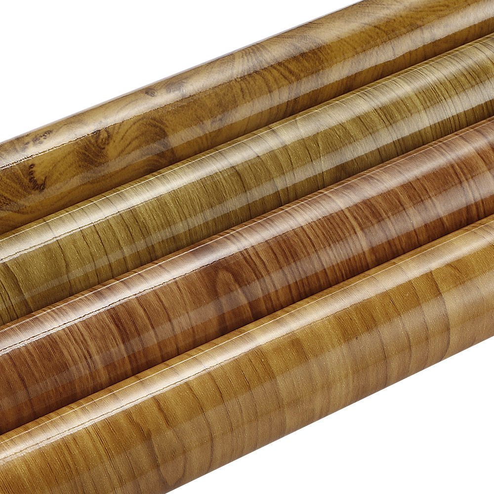 60cmx500cm Glossy Wood Grain Car Wrap Vinyl Film DIY Wood Grain Textured Furniture Decal Waterproof Self-adhesive Car Sticker