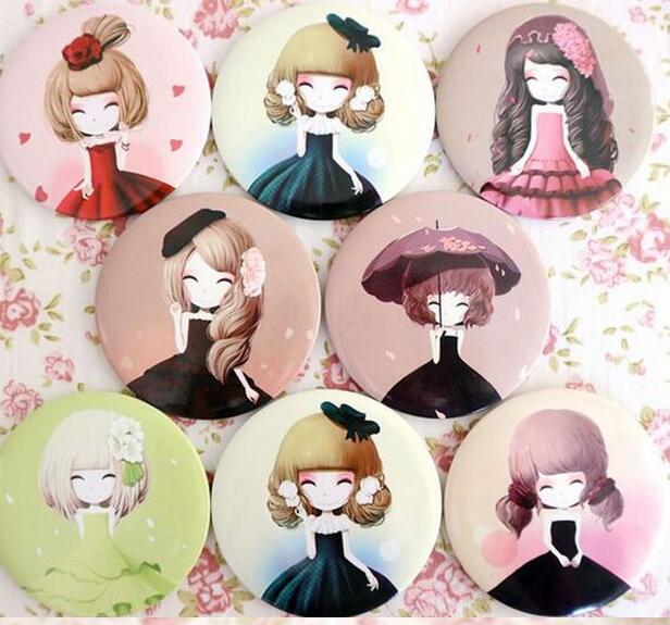 2pcs/lot Girl mini pocket makeup mirror cosmetic compact mirrors espelho de maquiagem espejos de bolsillo
