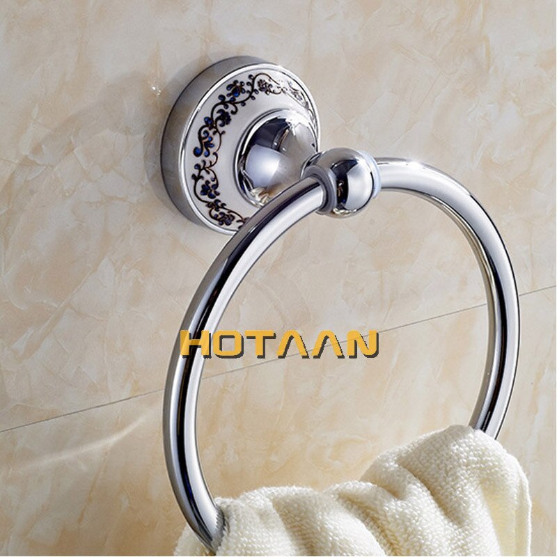 Vintage Stijl Badkamer Handdoek Ring Wall Mount Houder Handdoekenrek Chrome Plaat Roestvrij Staal Badkamer Accessoires Met Keramische