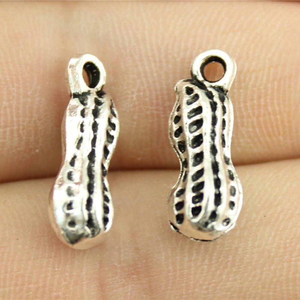 20 stuks 3d hazelnoot pinda's dennenappel bedeltjes knutselbenodigdheden handgemaakte tibetaanse sieraden: 19 x 7mm- zilver