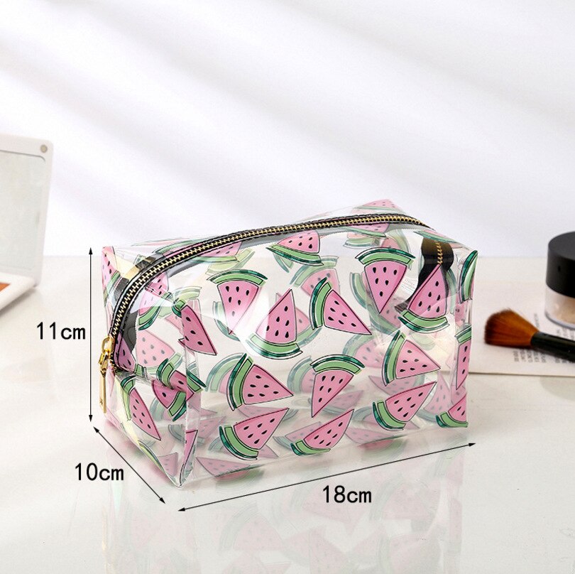 Brivilas bolsa de cosméticos transparente, bolsa feminina impermeável portátil para maquiagem, sacola de viagem, itens de higiene pessoal: watermelon