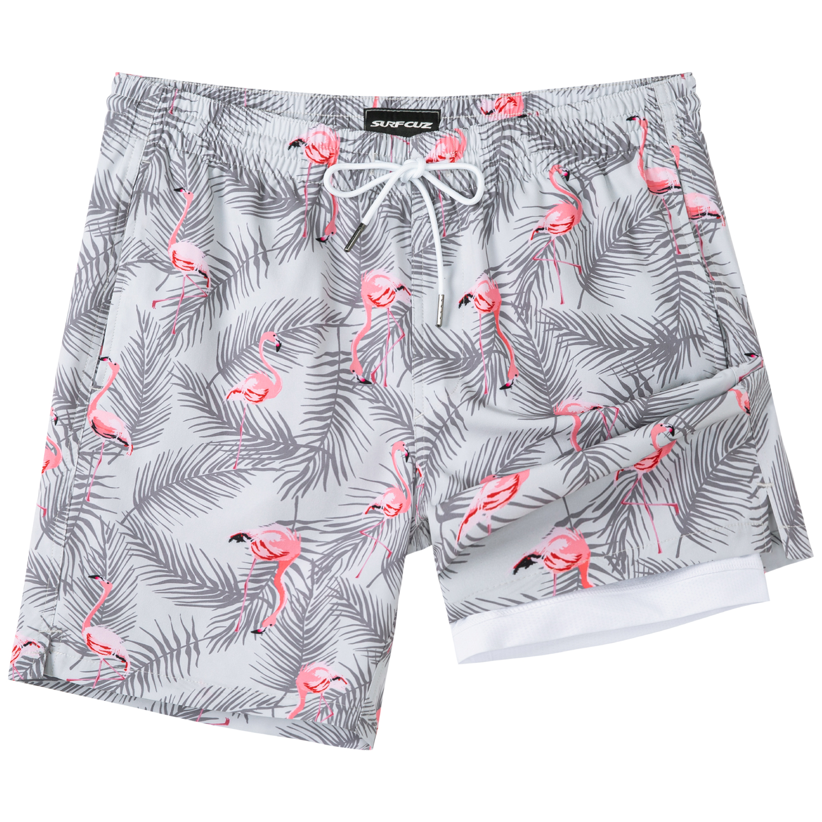 SURF CUZ Mens Swim Trunks with Compression Liner Quick Dry Swim Shorts 7" Swimming Trunks Stretch Bathing Suit Boardshorts