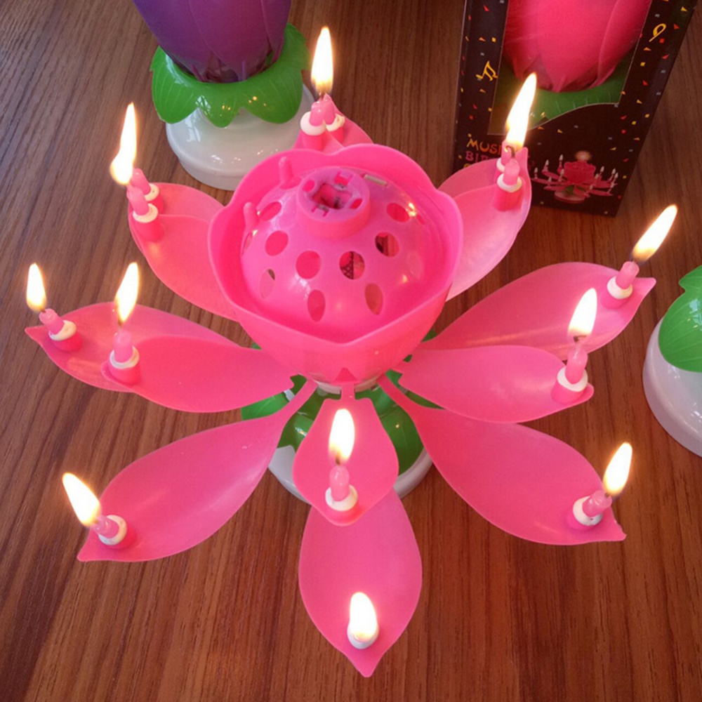 Mehrfarbig Rotierenden Lotus Kuchen Kerze Blume Geformt Musik Kerze DIY Party Geburtstag Hochzeit Kuchen Dekoration Für freundlicher