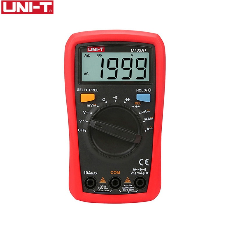 Uni-t  ut33a+  auto rækkevidde digitalt multimeter lcd ac dc  +2mf kapacitans ncv spænding strøm modstand måling tester