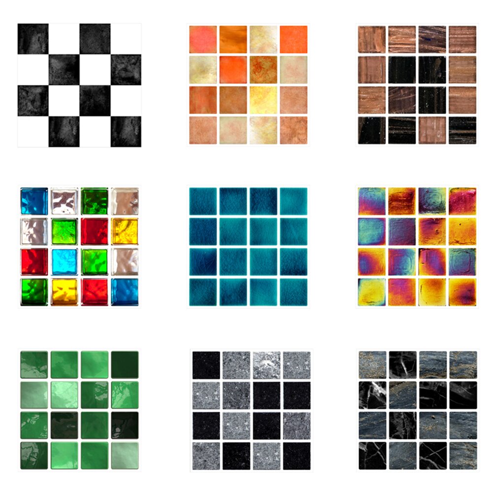 PVC Anti-collision Tile Stickers 10pcs/set DIY Waterproof Floor Decor Decal Mosaic Thickened Wall Tile Stickers