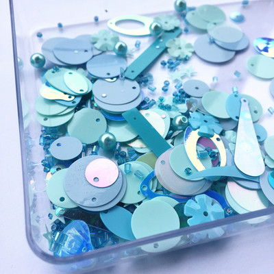 Kralen 2mm + Parel 6mm Pailletten Platte Ronde PVC Vormige Losse Pailletten voor Ambachten Paillette Naaien Decoratie DIY accessoire Lentejuelas: Sky blue