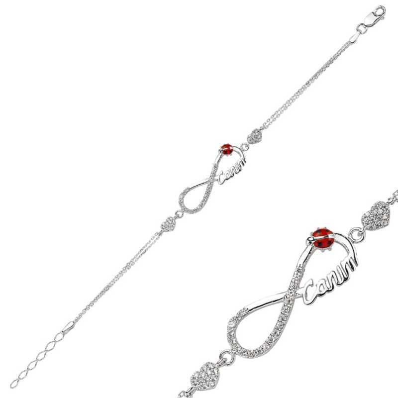 925 Sterling Silver Heart Infinity Bracelet - Chain & Link Style - Unisex