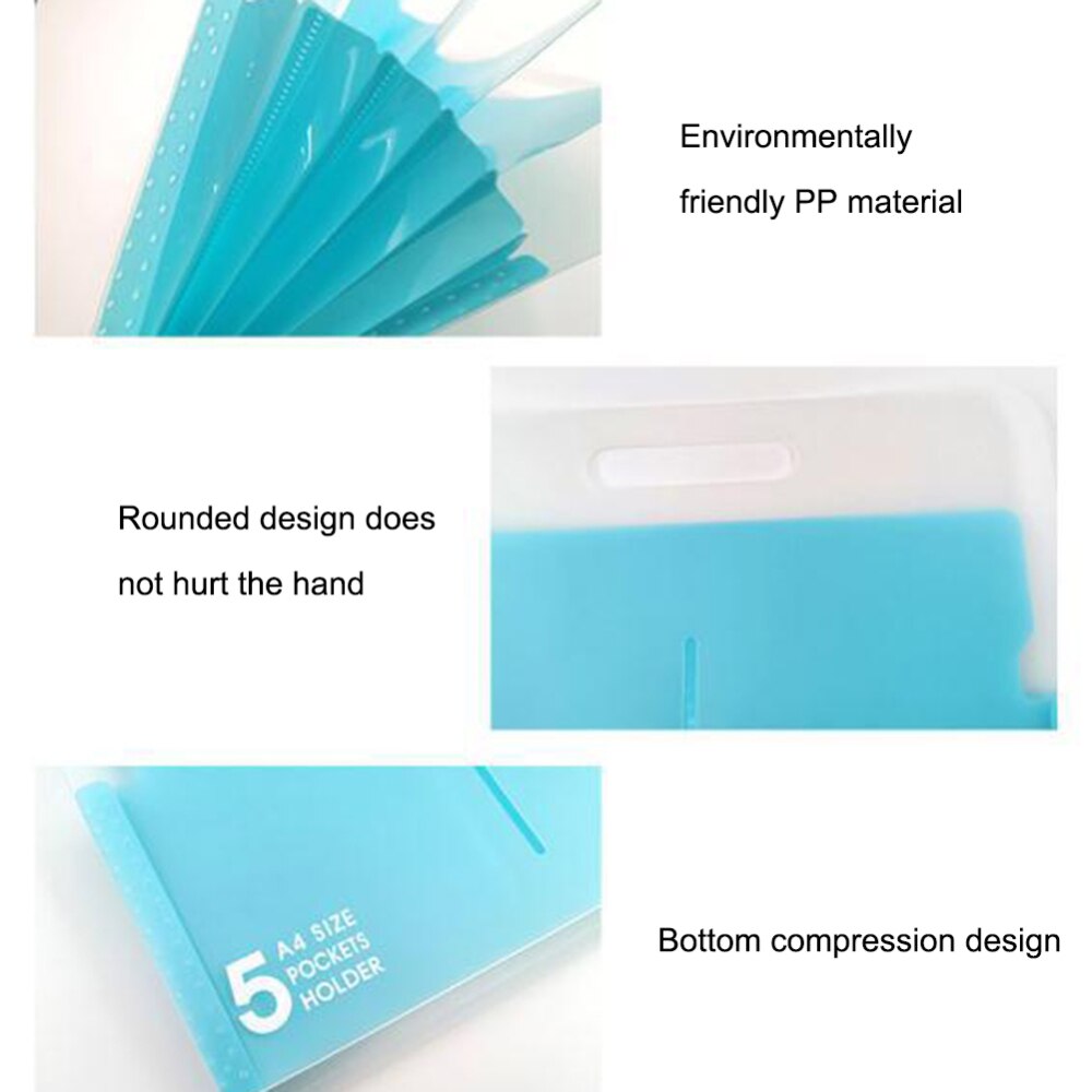 5 Pockets Document Bag Paper File Vertical Expanding File Folders A4 Letter Holder Stationery School OfficeOrganizer