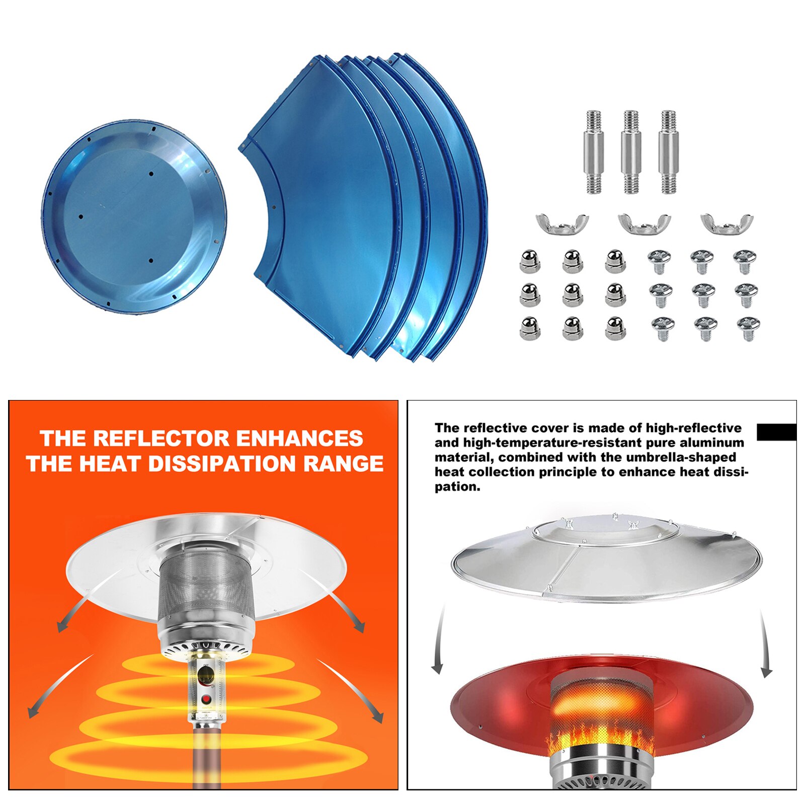 Propane Patio Heater Heat Heaters Head Replacement Outdoor Aluminum Reflector Shield Panels Reflector Shield