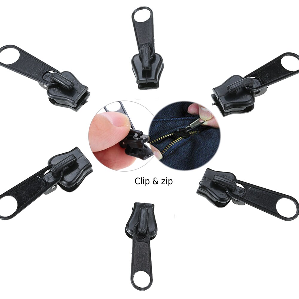 6pcs Zipper Slider Puller Zip Instant Rescue Repair Kit Zipper Slide Replacement S/M/L Universal for sewing