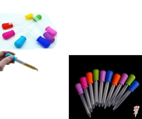 5ML Clear Silicone Plastic Baby Medicine Dropper Spoon Pipette Liquid Food Dropper Burette 12cm*2cm random color