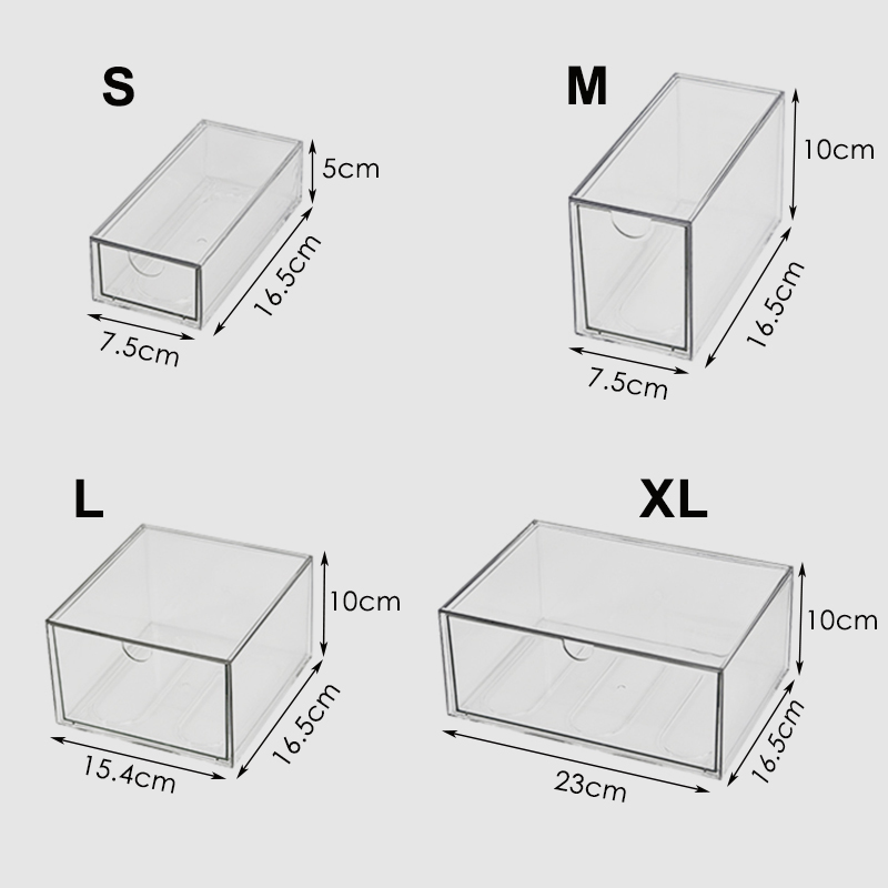 Clear Plastic Desk Organizer Box Stackable Storage Drawers for Cosmetics Stationery Crafts Storage and Organization