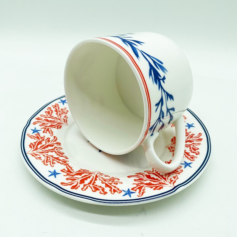 Bone China Tea Cup Saucer Spoon Set Ceramic Teacup White Porcelain Coffee Cup Tea Set Cafe Espresso Cup