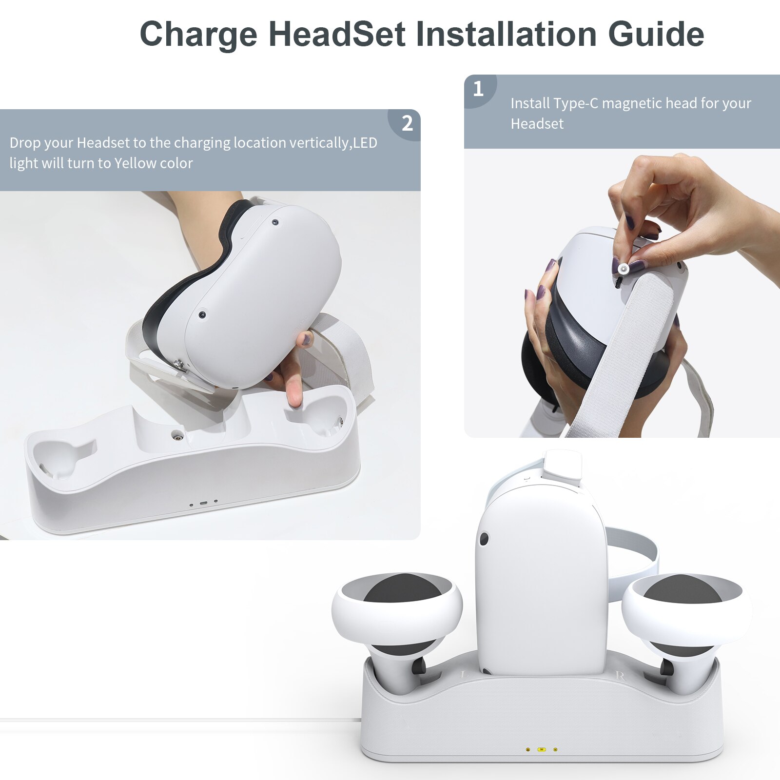 Doppelladestation für 1pc gamepads, oculus quest 2 vr controller, aufbewahrungsmöglichkeit für controller, ladebasis für vr quest 2 zubehör
