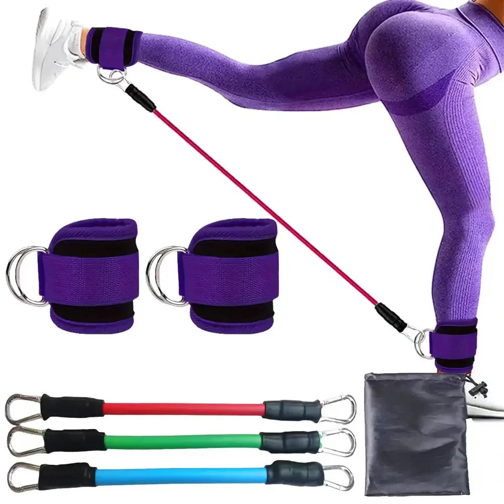 Ankle Straps Resistance Bands Set Fitness Workout Exercise Equipment Ankle Weight Yoga Elastic Fitness Band For Gym Man Woman: Silver