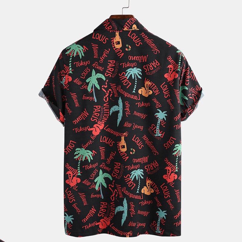 Skjorter til mænd tropisk ferie hawaii skjorte herre blomstret hip hop chemise homme kortærmet streetwear strand skjorte mænd