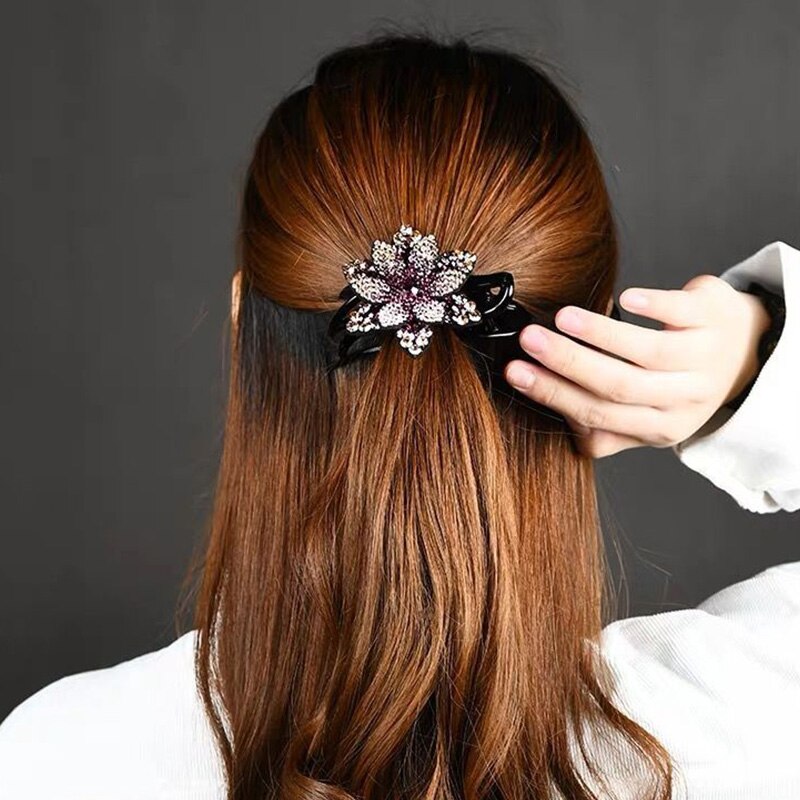 Strass Blume Schnabel Haar Krallen Weibliche Jahrgang Haar Clips Haarnadel Haar Zubehör glänzend Headwear Neue