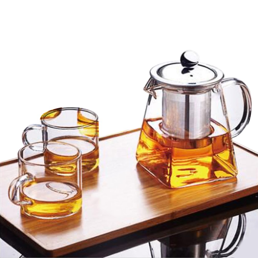 350ML Home Transparent Clear Borosilicate Glass Teapot Glass Tea Cup Teapot With Stainless Steel Infuser Strainer