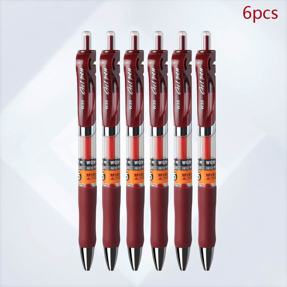 WQN-3/6/12 Uds. Bolígrafos neutros con botón pulsador, punta de 0,5mm, escritura suave, tinta negra/roja, suministros escolares y de papelería: Gris claro