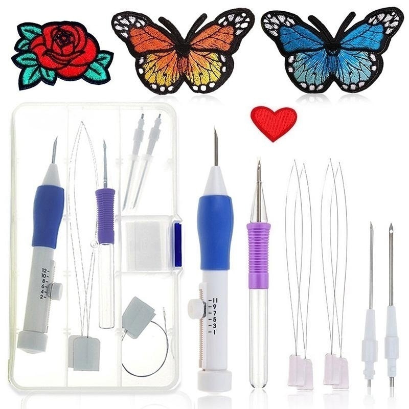Craft Kits Embroidery Pen Set Magic DIY Embroidery Pen Stitching Knitting Craft Diy Sewing Tool Kit Punch Needle Set